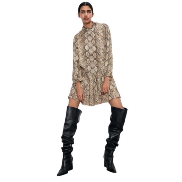 Zara chiffon snake print dress L - Picture 2 of 10